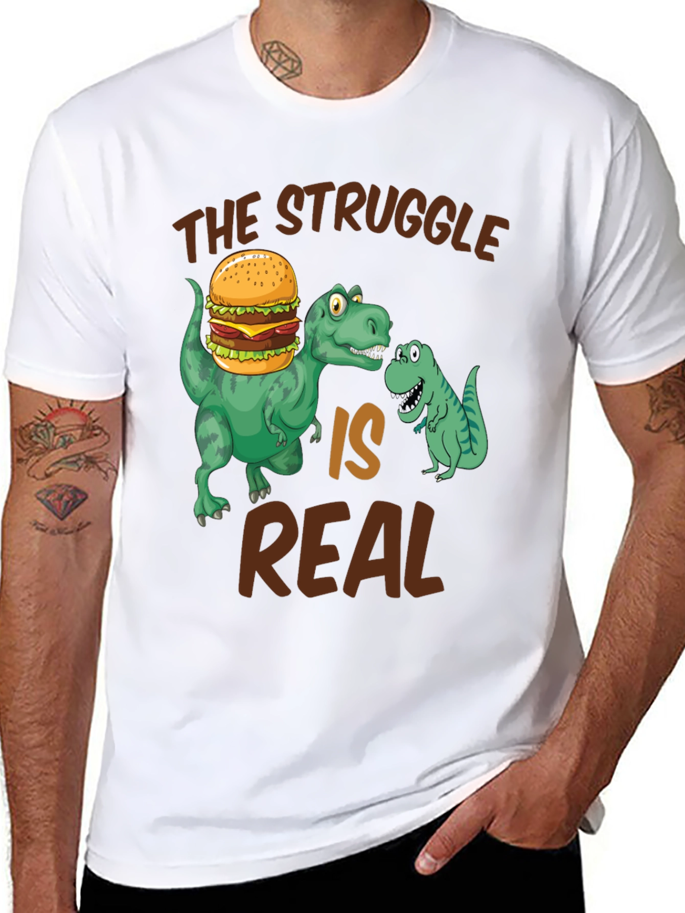 Dinosaur Burger T-Shirt - The Struggle is Real
