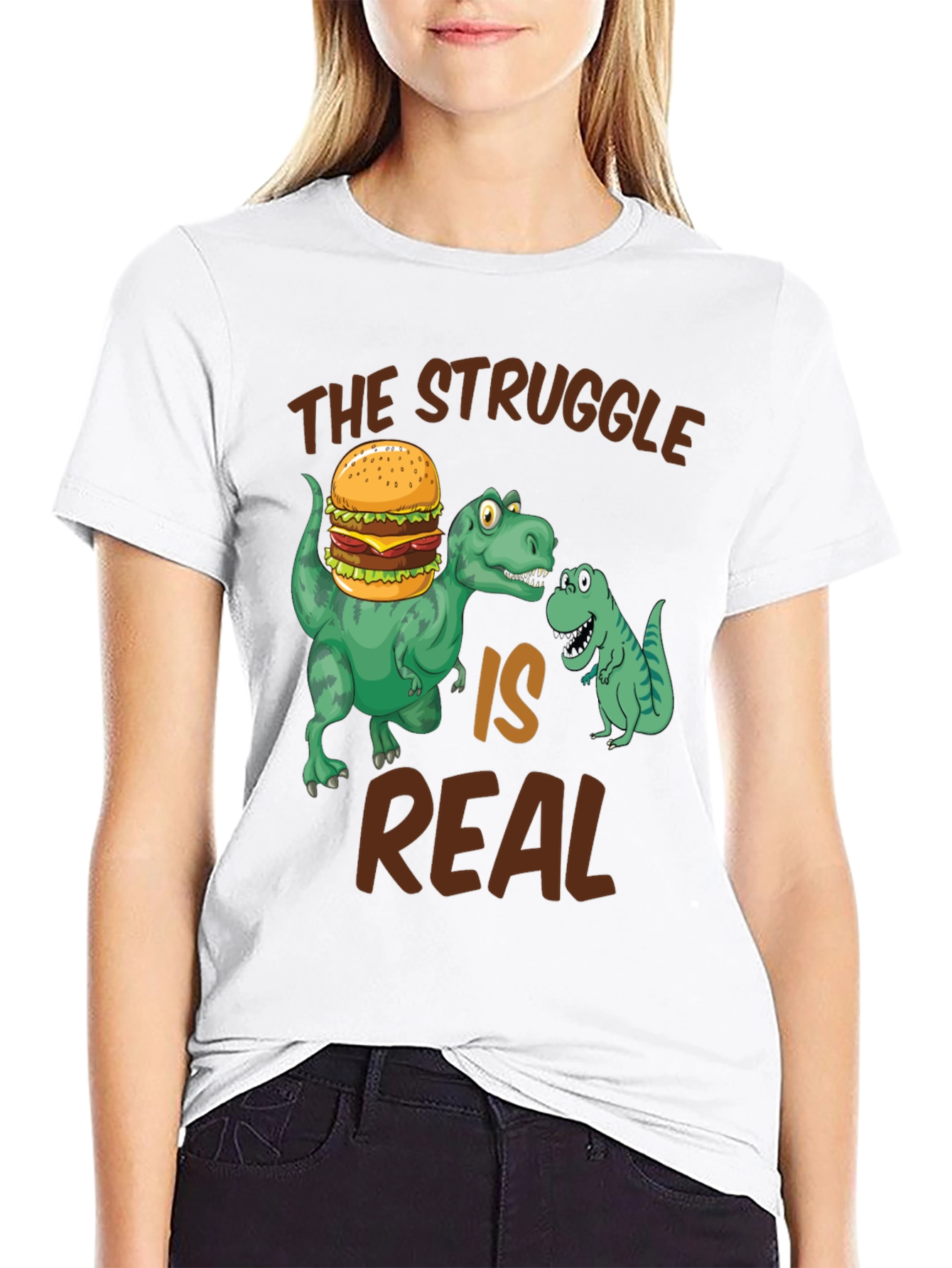 Dinosaur Burger T-Shirt - The Struggle is Real