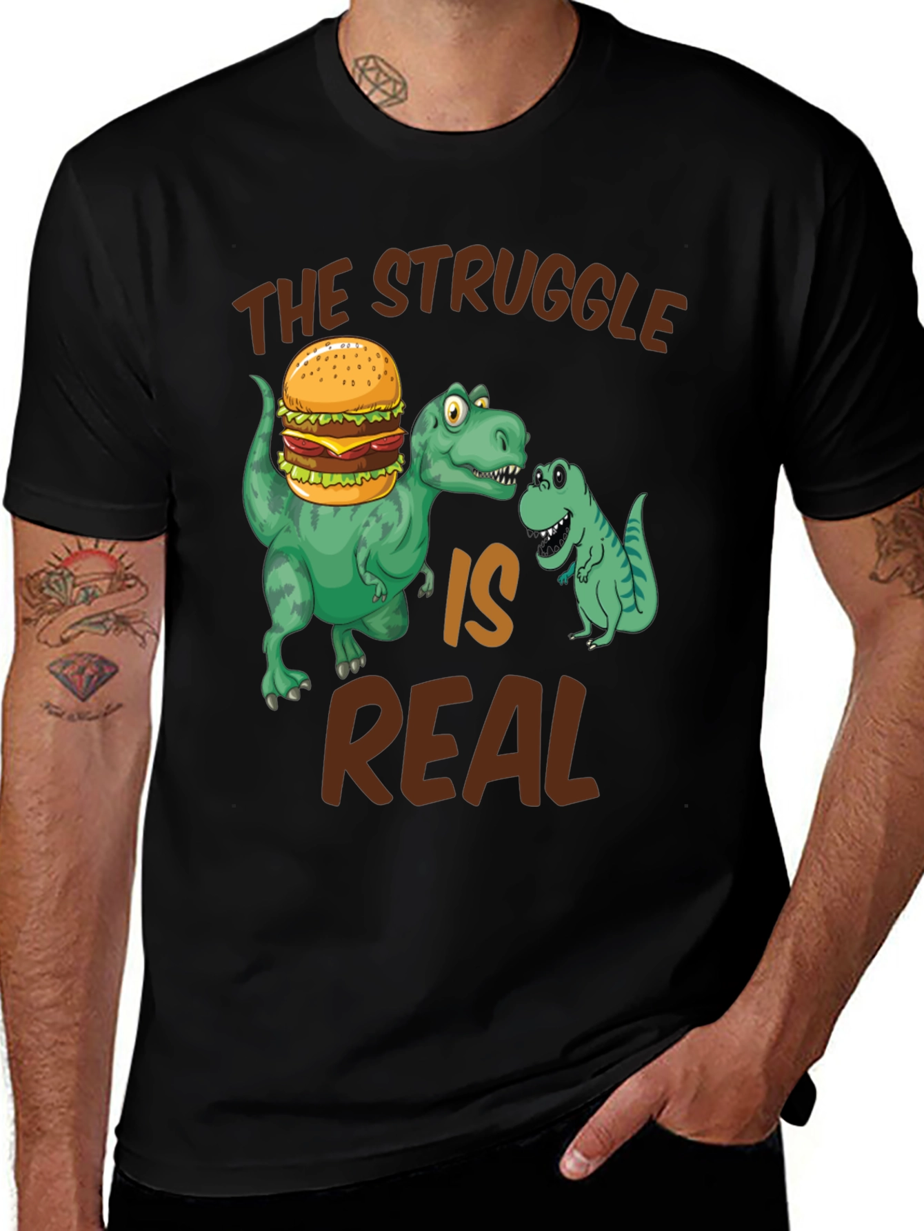 Dinosaur Burger T-Shirt - The Struggle is Real