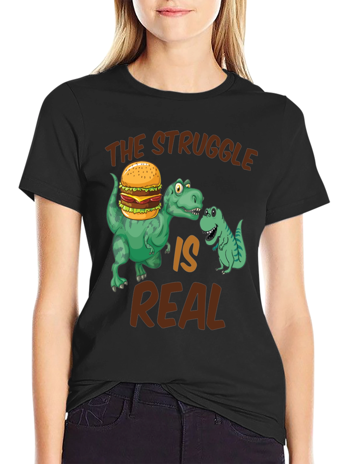 Dinosaur Burger T-Shirt - The Struggle is Real