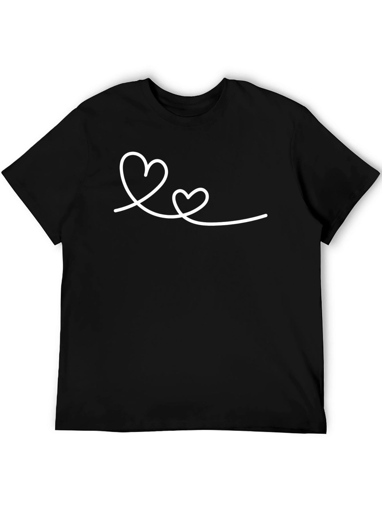 Heart Line Art Black T-Shirt