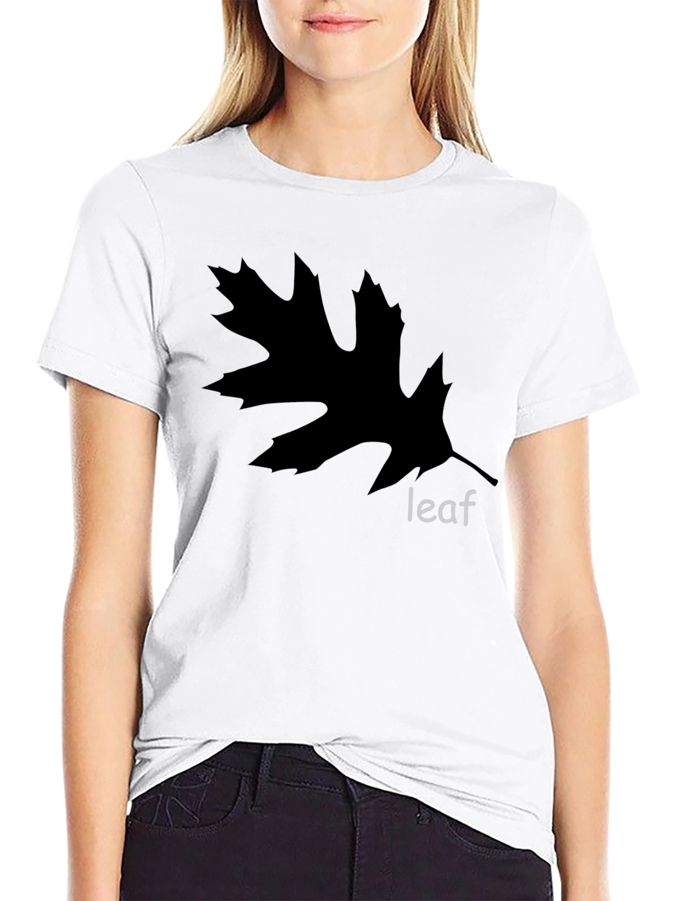 Leaf Graphic Black Tee - Nature Inspired Casual Wear
