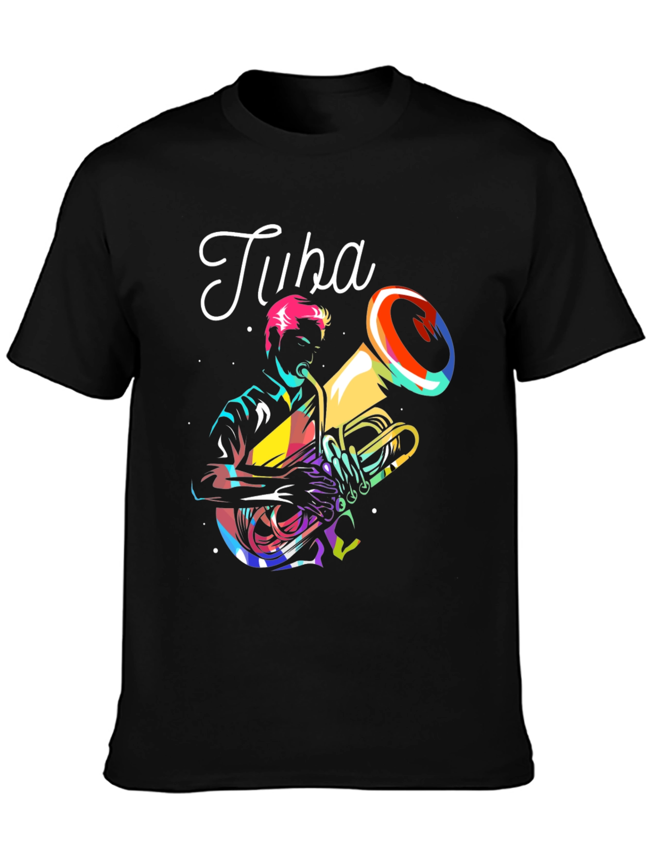 Tuba Player Graphic Tee - Black Cotton T-Shirt