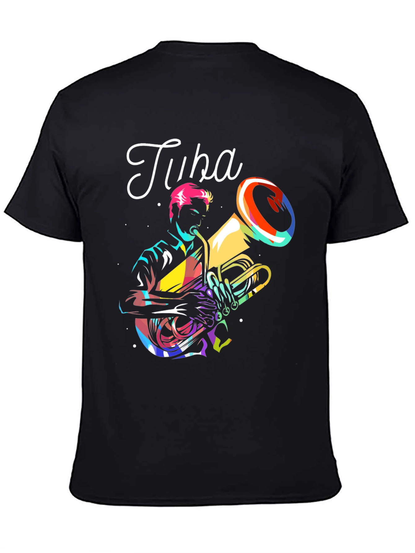 Tuba Player Graphic Tee - Black Cotton T-Shirt
