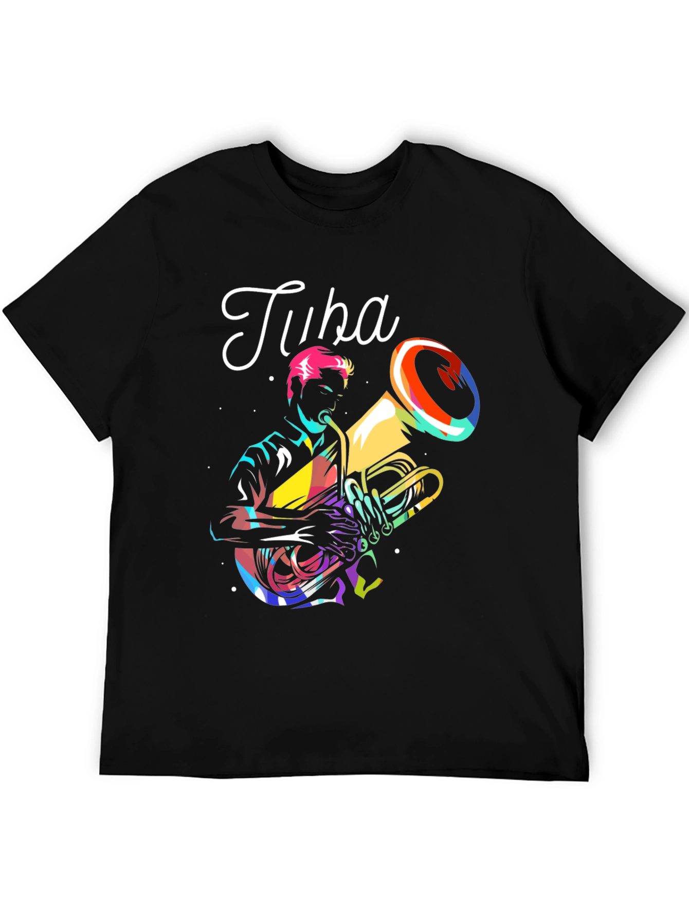 Tuba Player Graphic Tee - Black Cotton T-Shirt