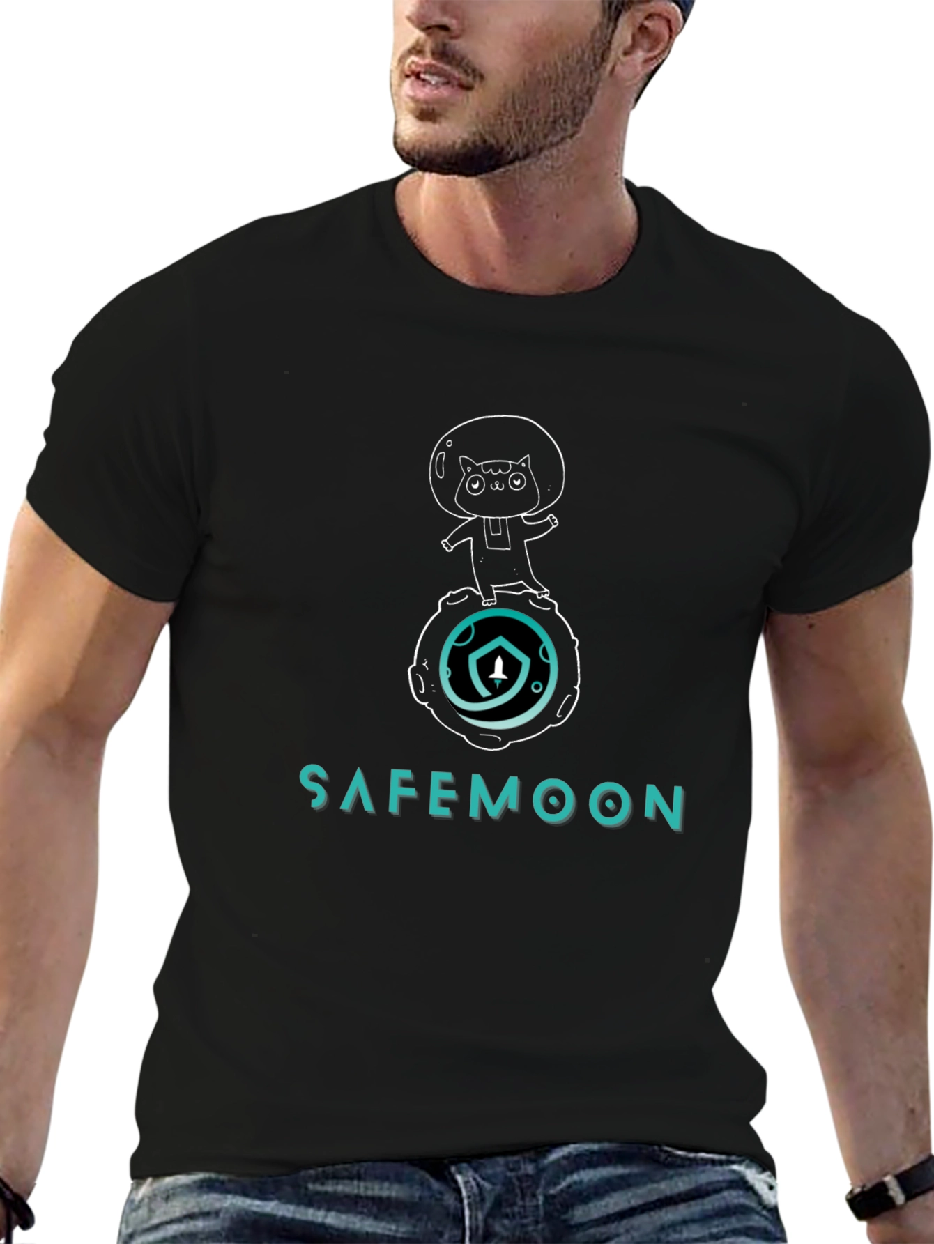 Safemoon Cat Astronaut Graphic T-Shirt