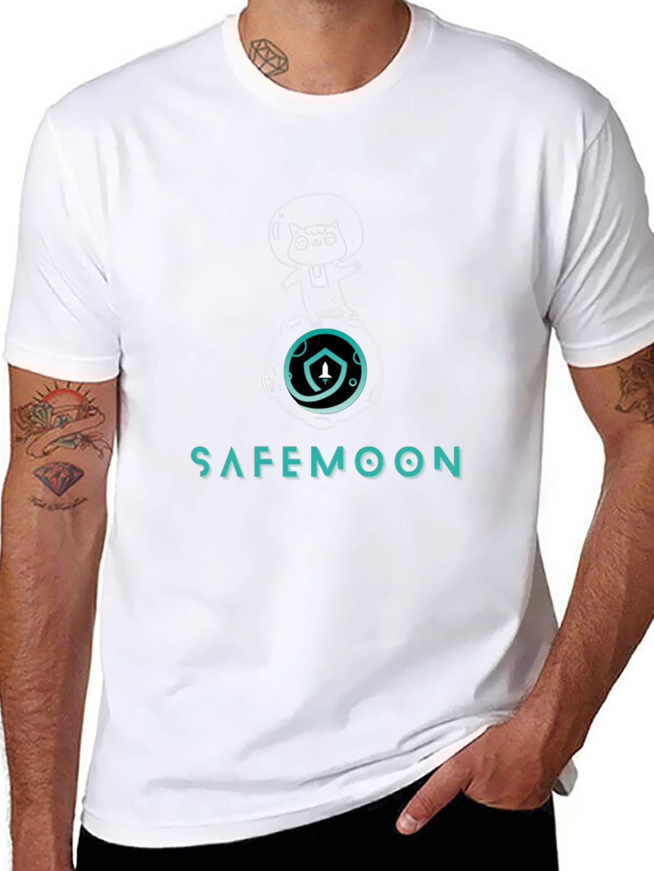 Safemoon Cat Astronaut Graphic T-Shirt