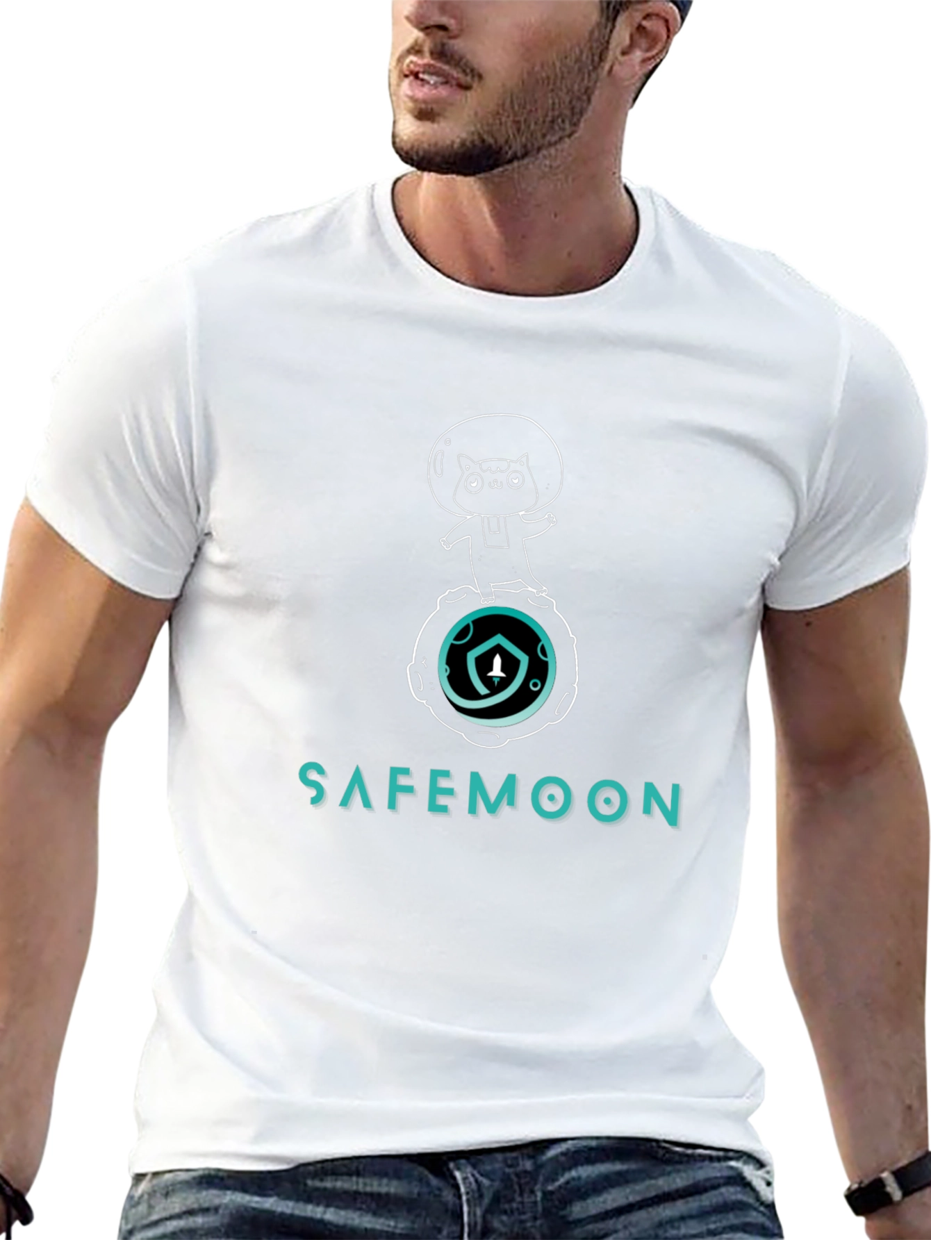 Safemoon Cat Astronaut Graphic T-Shirt