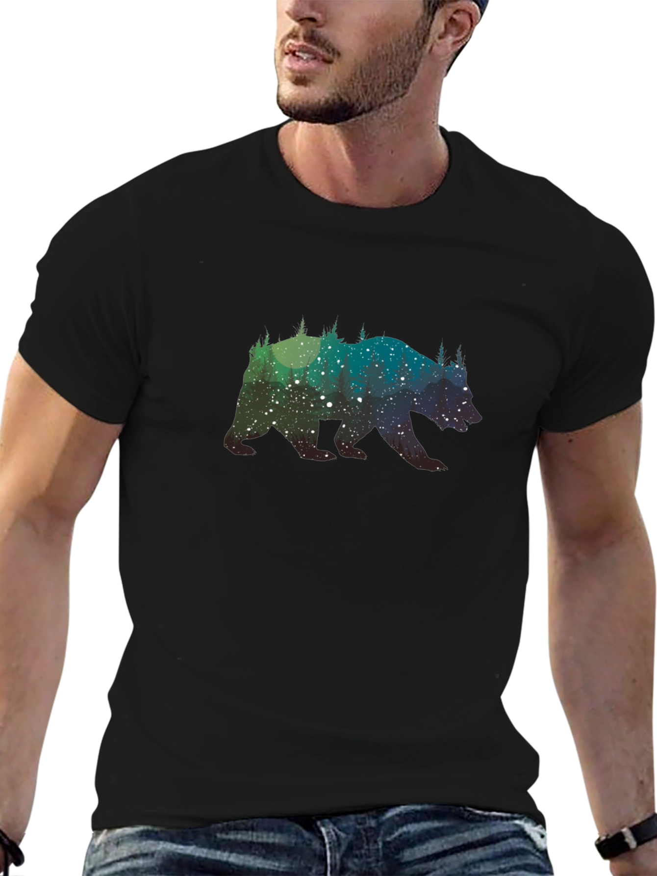 Bear Silhouette Graphic Tee - Mens Black T-Shirt