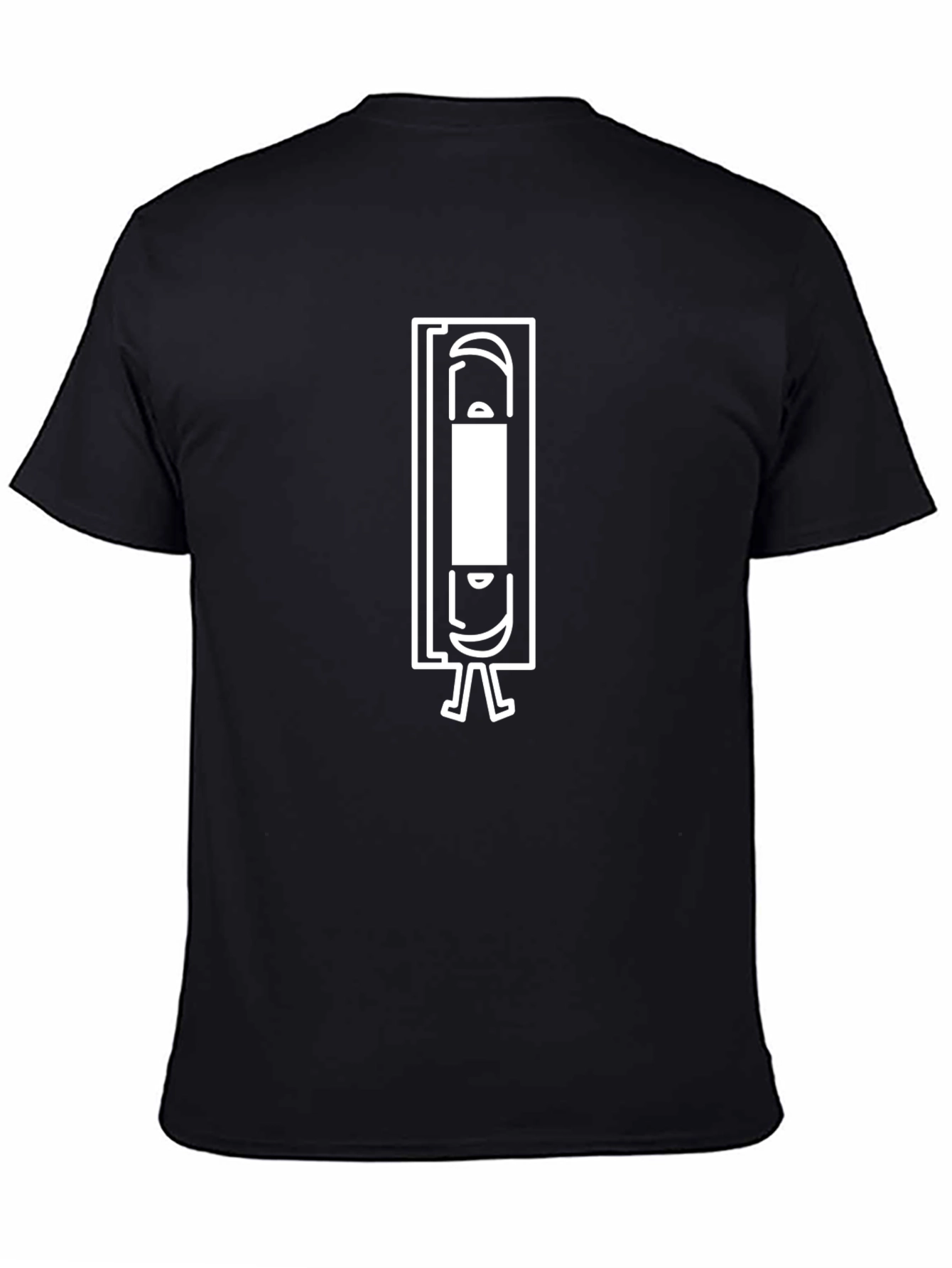 Retro VHS Tape Cartoon Black T-Shirt