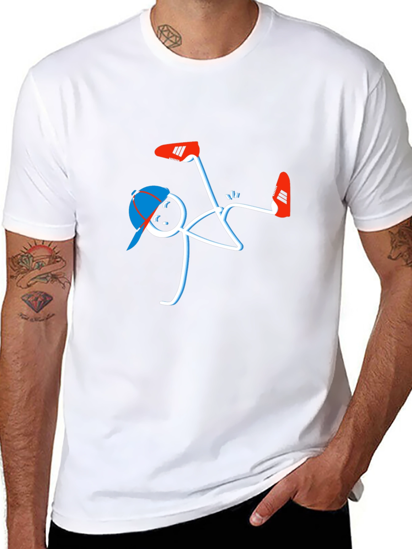Cool Stick Figure Breakdancer Graphic Tee