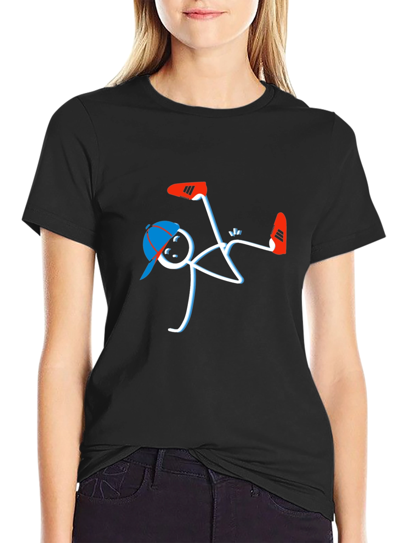 Cool Stick Figure Breakdancer Graphic Tee