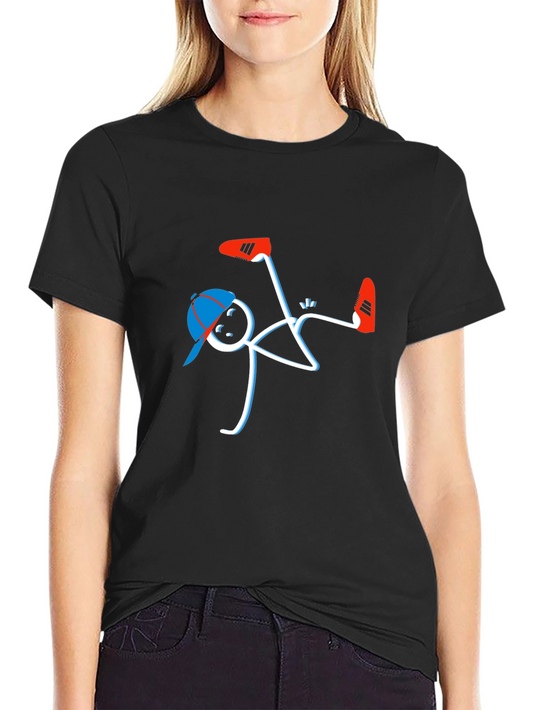 Cool Stick Figure Breakdancer Graphic Tee