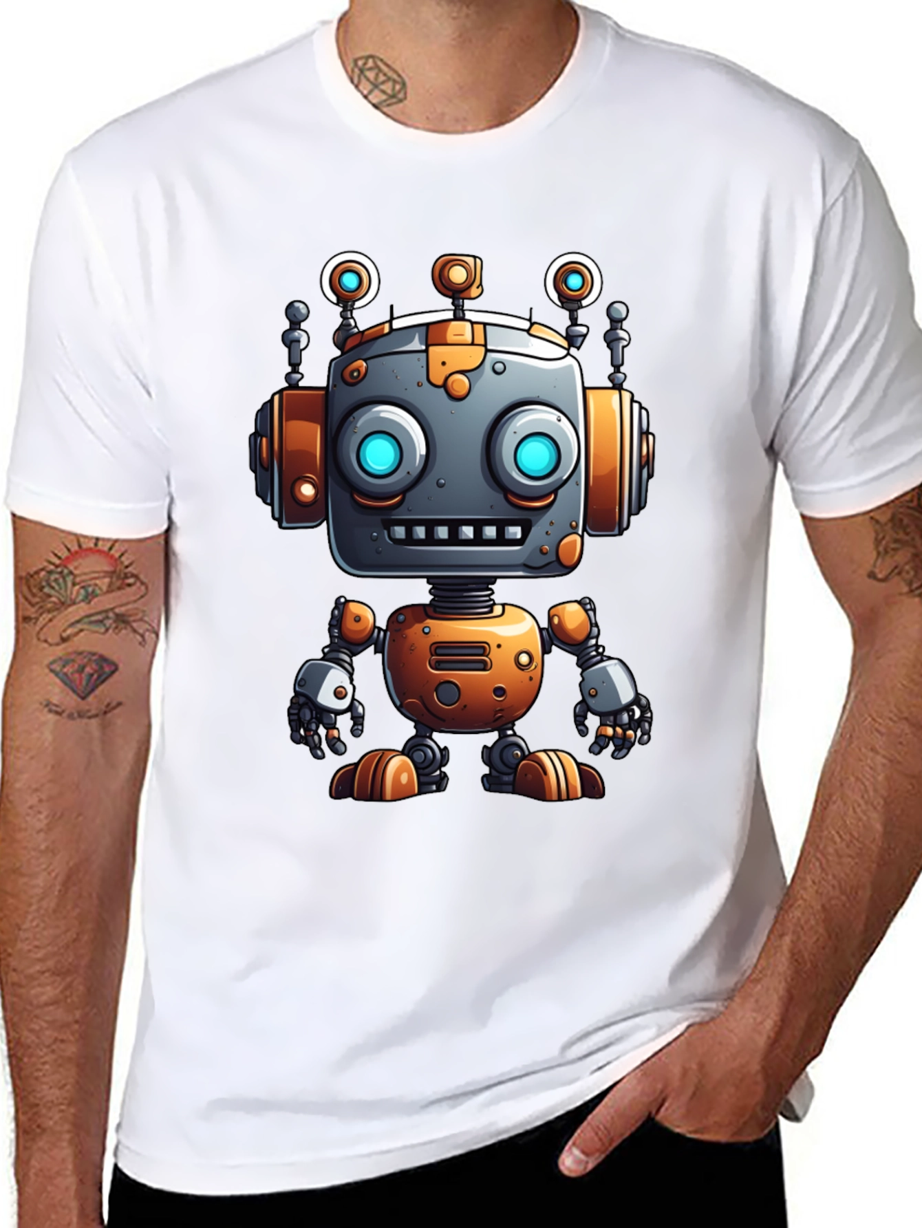 Cool Robot Graphic Tee - Sci-Fi Style