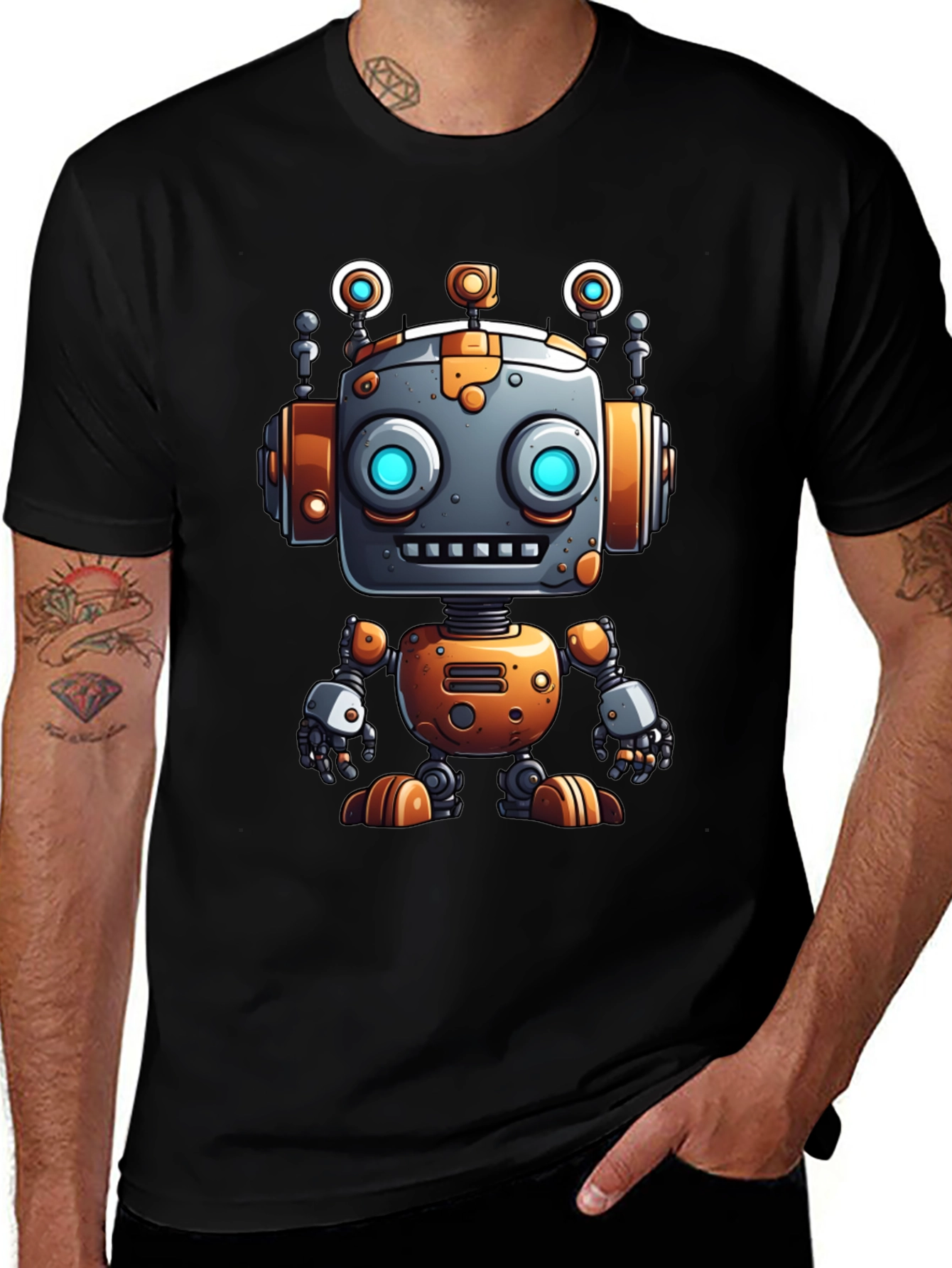 Cool Robot Graphic Tee - Sci-Fi Style
