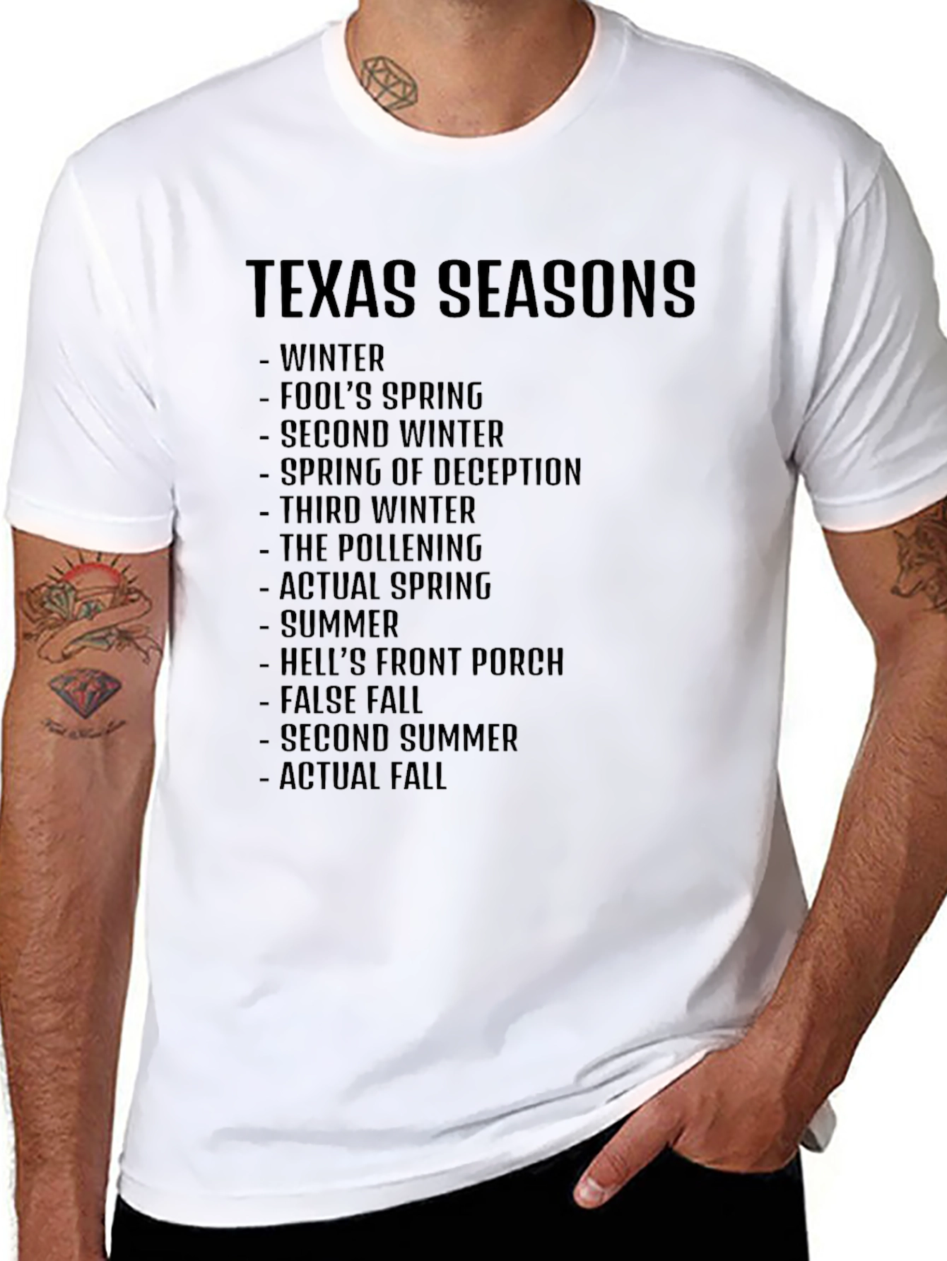 Texas Seasons T-Shirt: Funny Seasonal Graphic Tee
