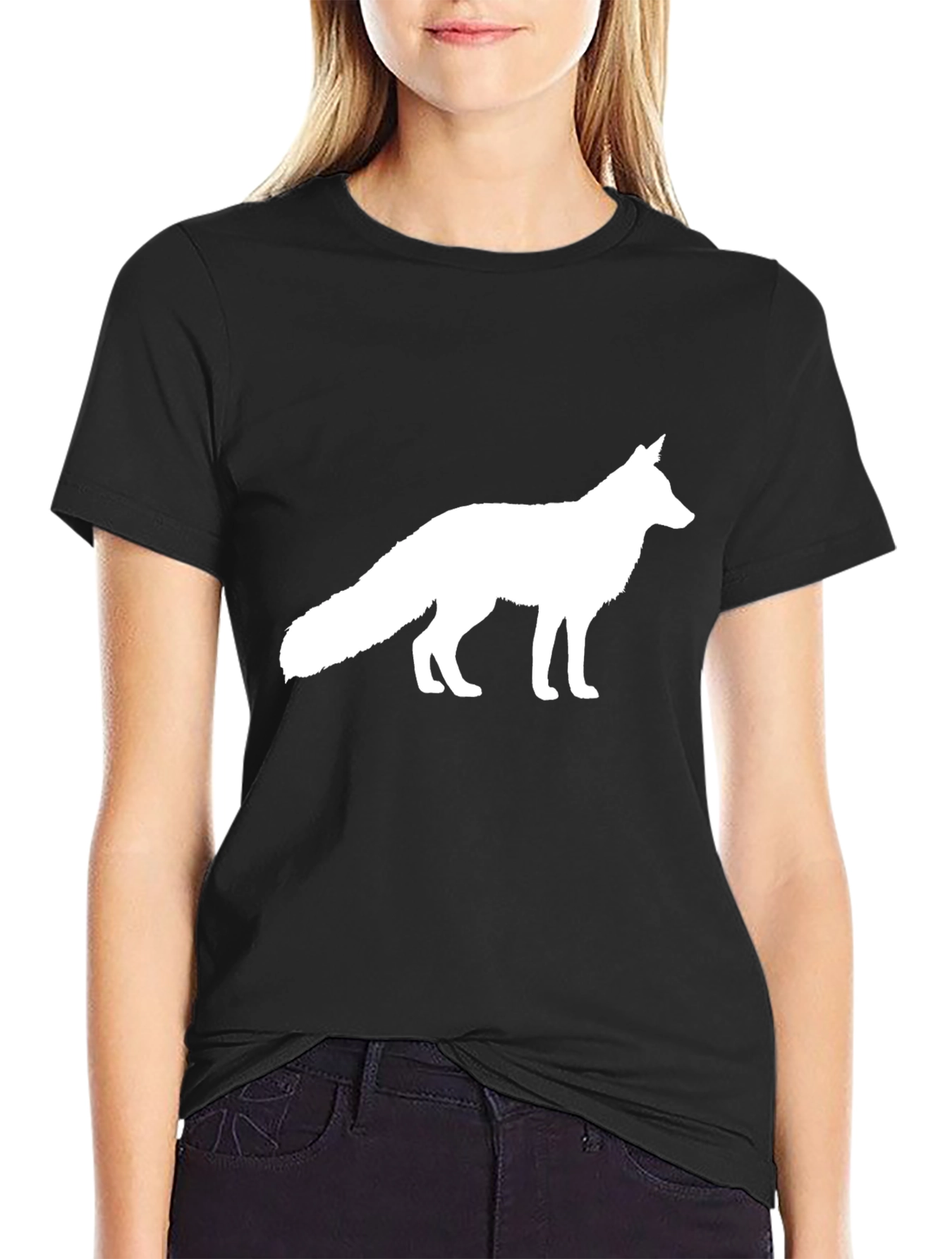 Fox Silhouette Graphic T-Shirt - Black