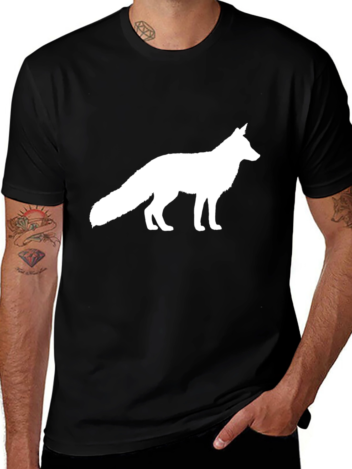 Fox Silhouette Graphic T-Shirt - Black