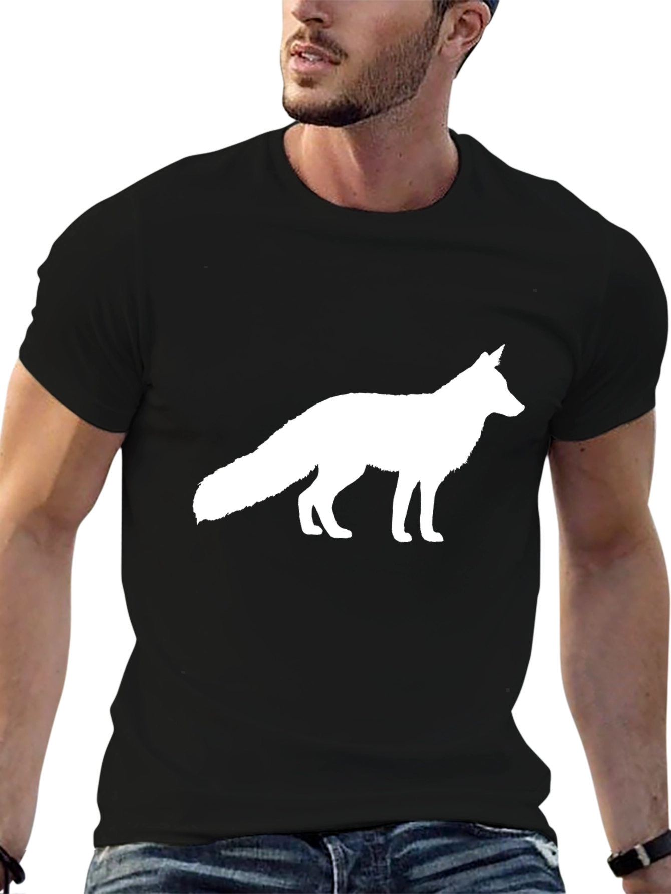 Fox Silhouette Graphic T-Shirt - Black