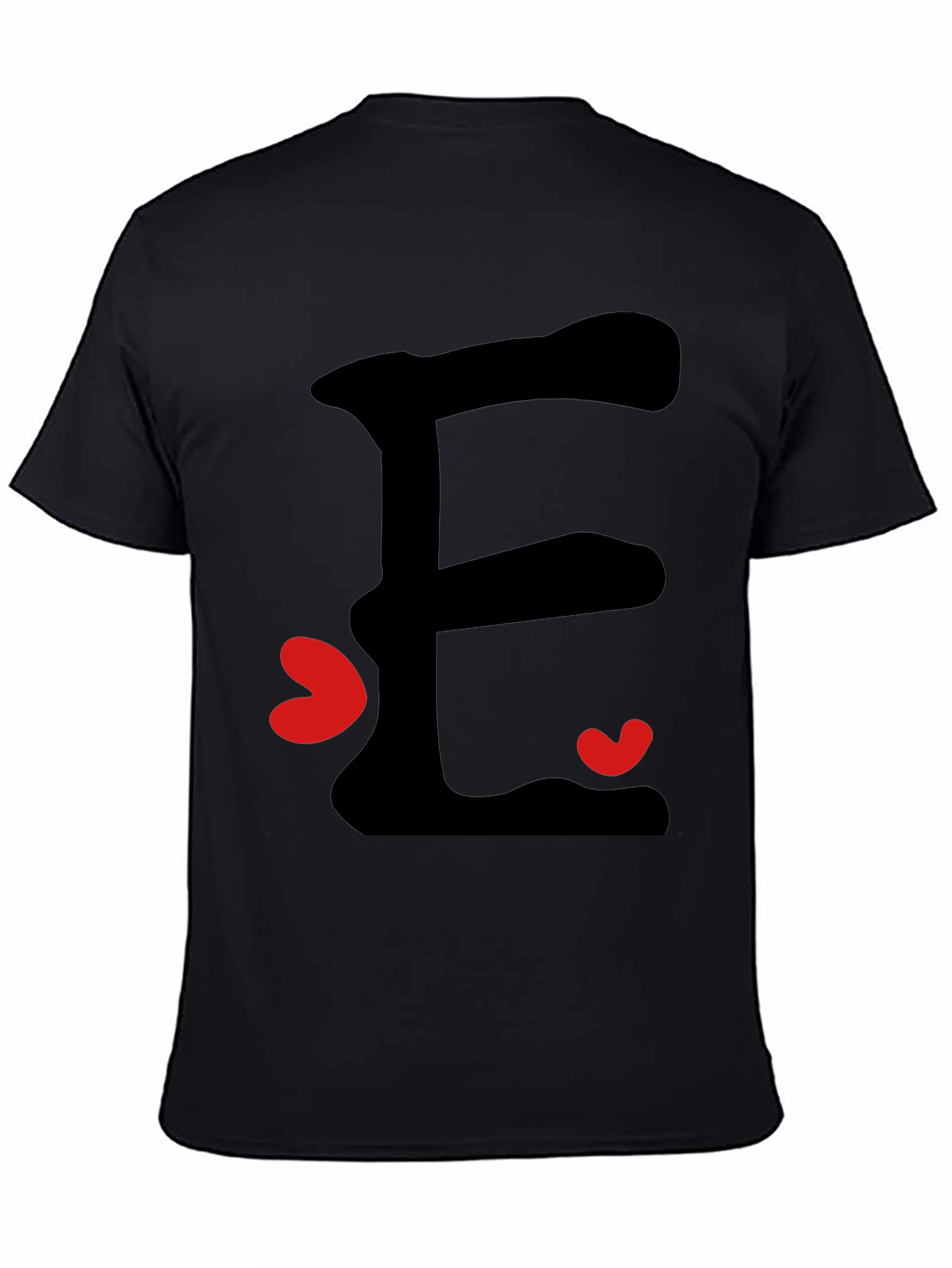 E is for Everyone Black T-Shirt with Hearts