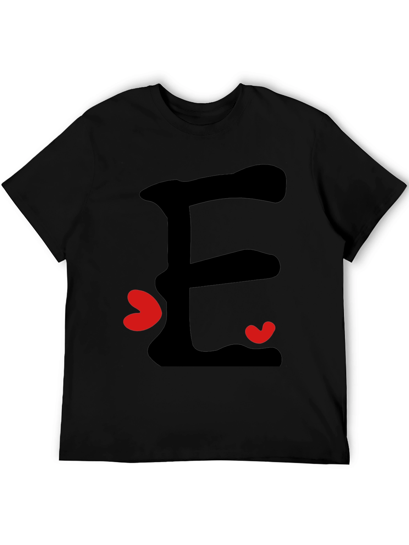 E is for Everyone Black T-Shirt with Hearts