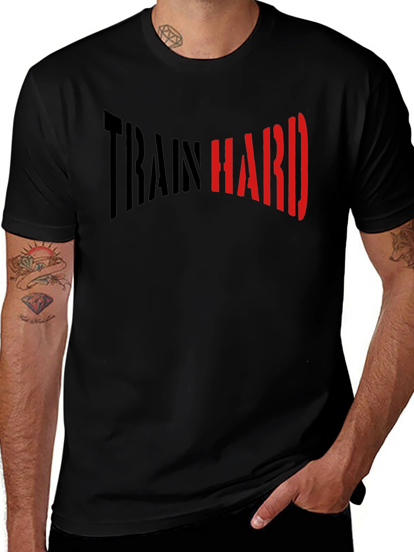 Train Hard Graphic T-Shirt - Motivational Workout Tee