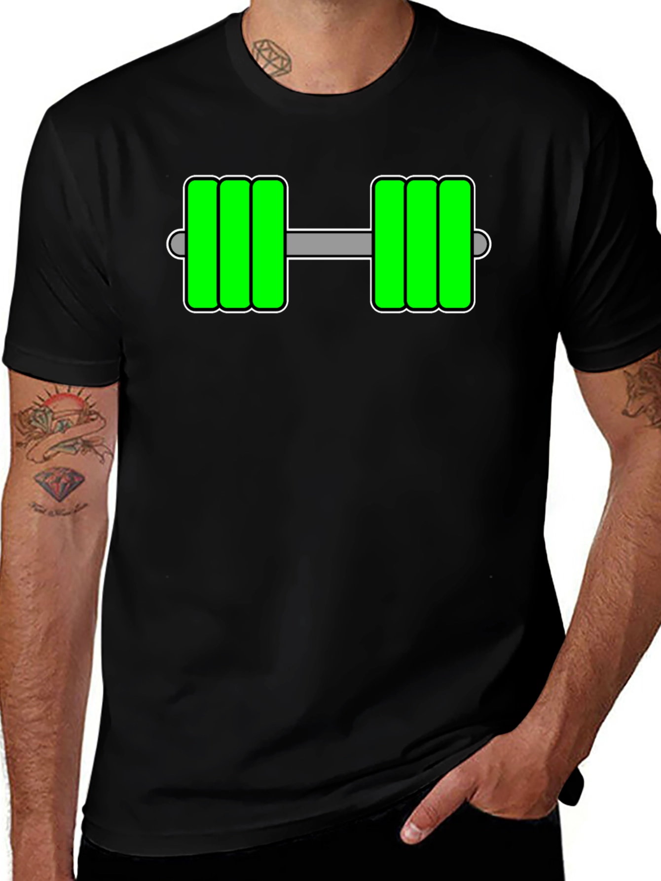 Green Dumbbell Graphic T-Shirt - Fitness Apparel