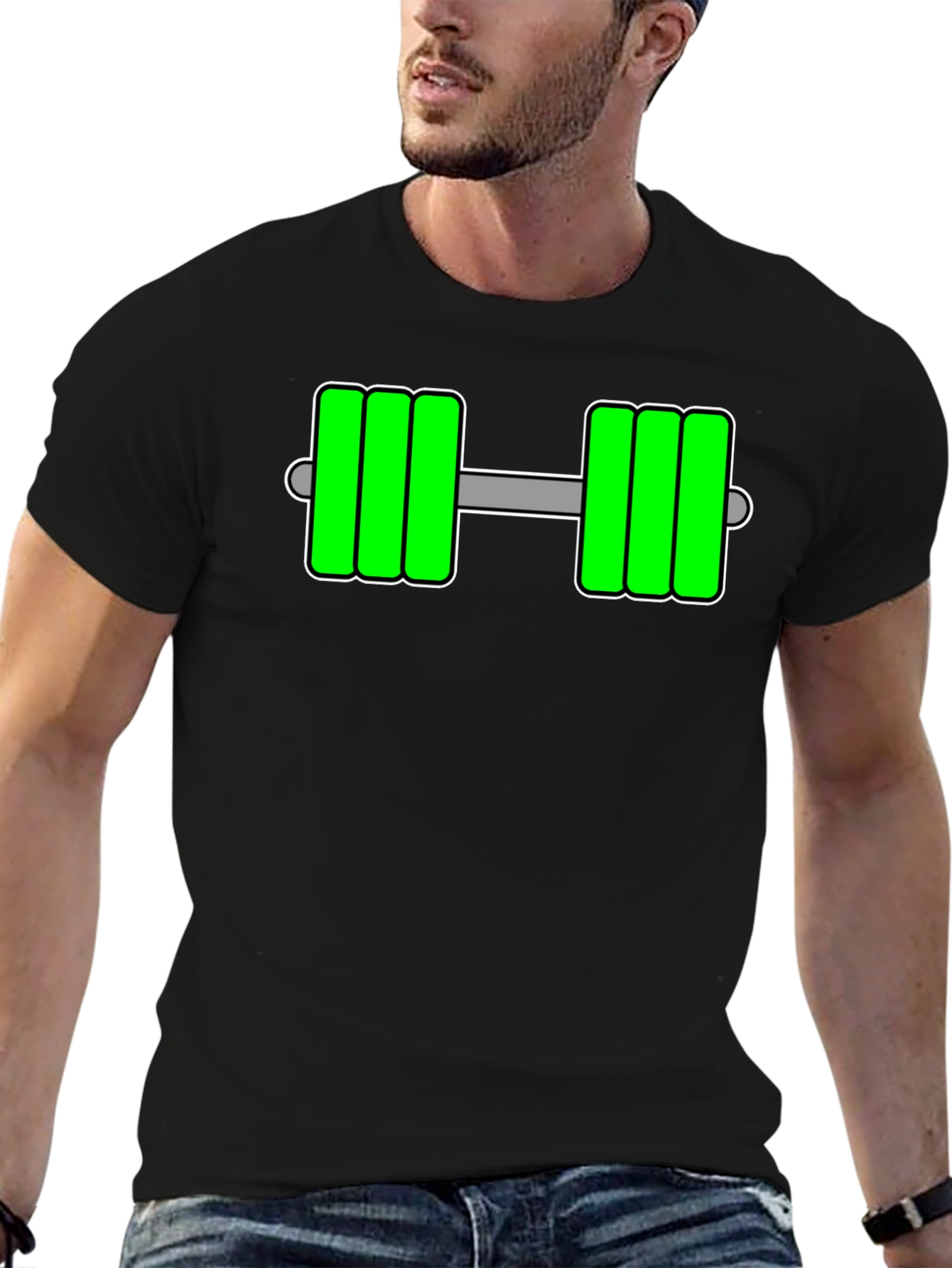 Green Dumbbell Graphic T-Shirt - Fitness Apparel