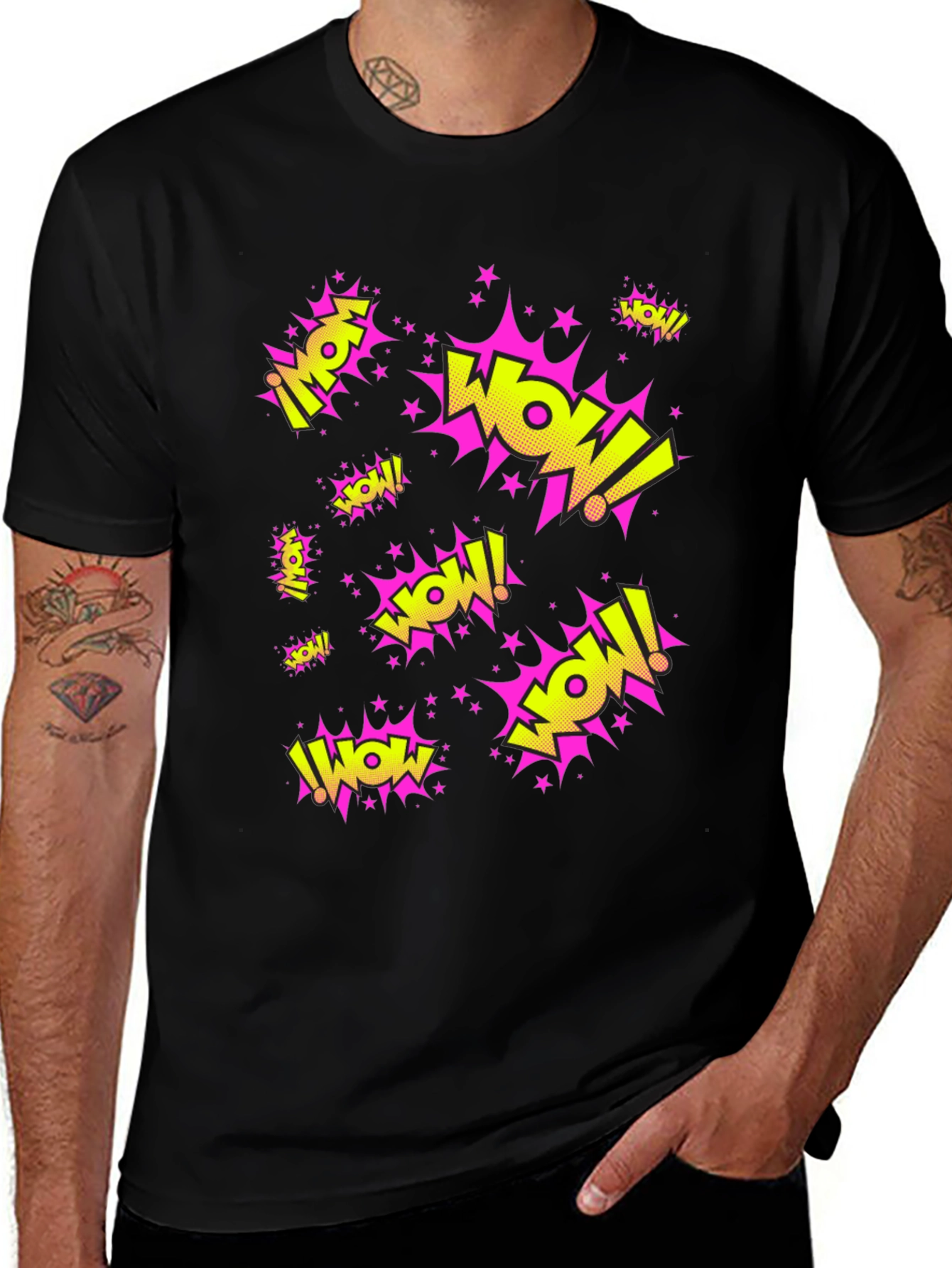 WOW! Graphic Print Black T-Shirt