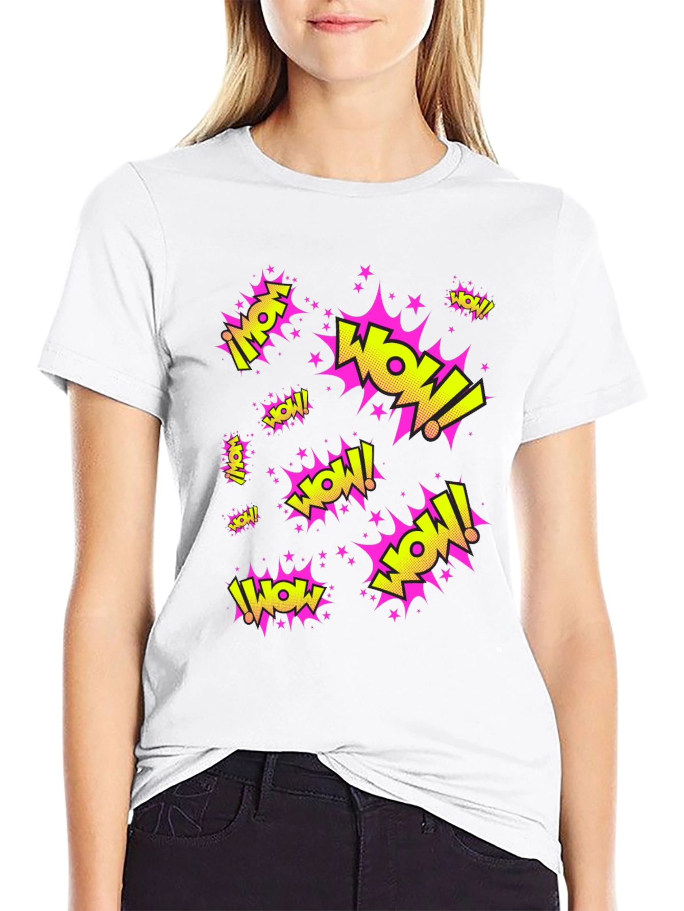 WOW! Graphic Print Black T-Shirt