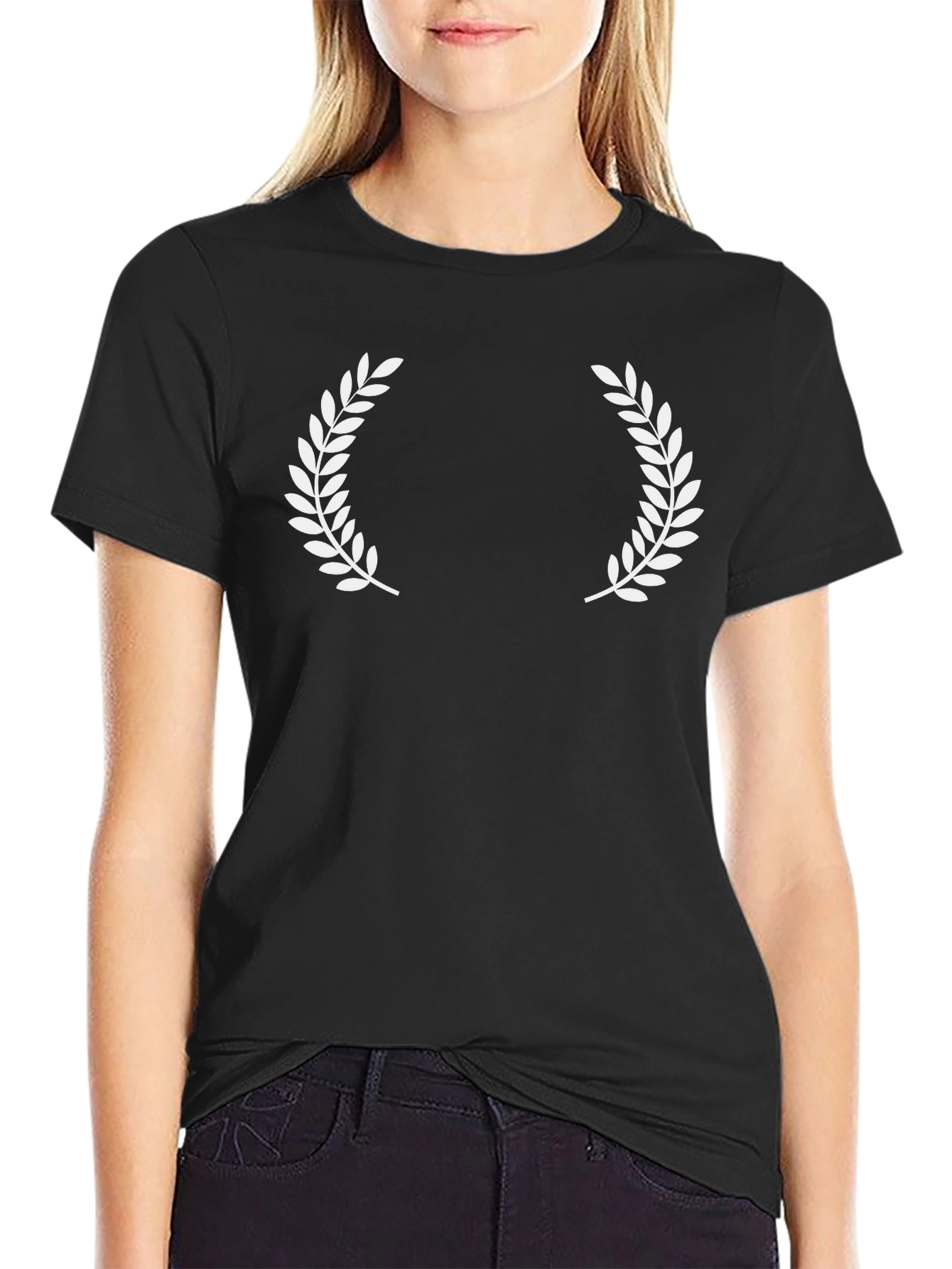 Laurel Wreath Black T-Shirt - Classic Design
