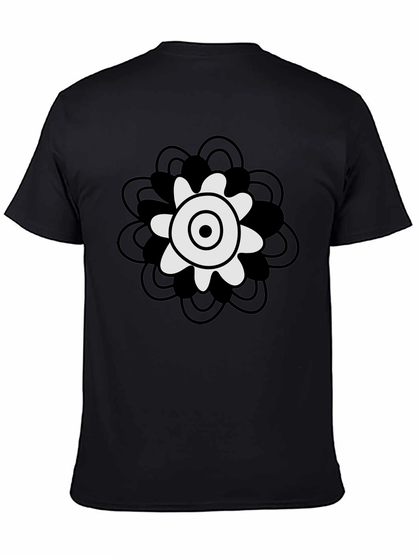 Black Tee with Abstract Floral Design