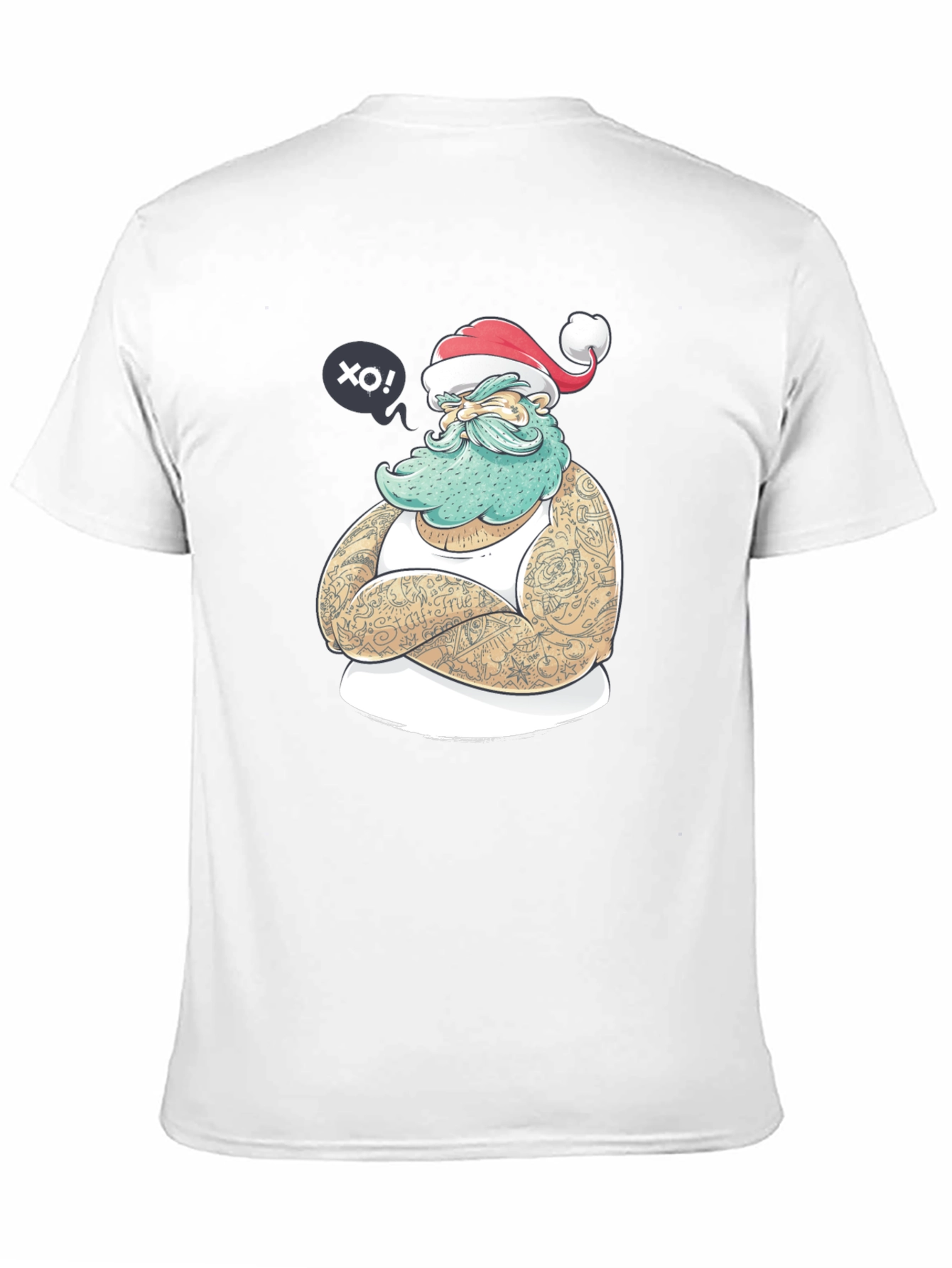 Tattooed Santa Graphic T-Shirt - Black Crew Neck