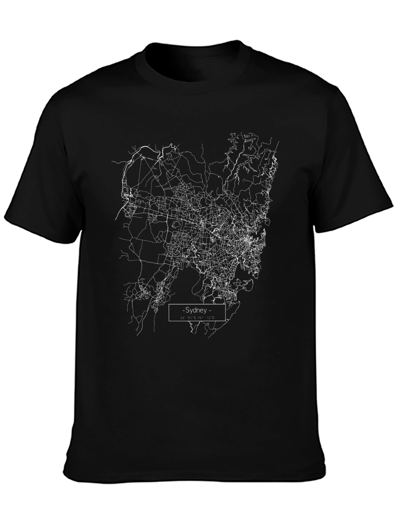 Sydney Map Black T-Shirt