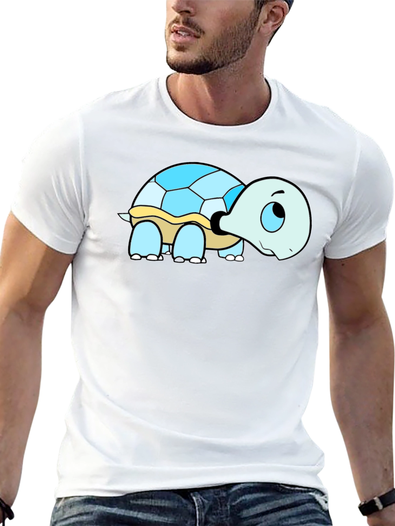 Cartoon Turtle Graphic T-Shirt - Black