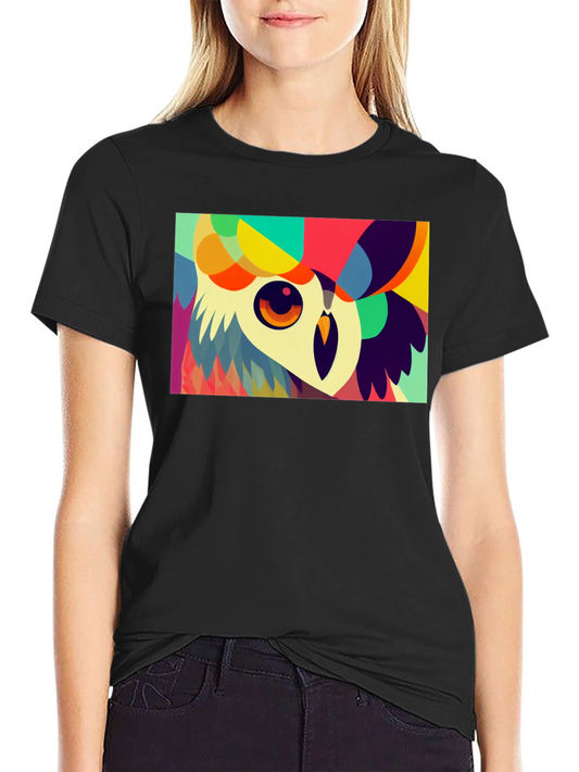 Abstract Owl Graphic Tee - Unique Colorful Design