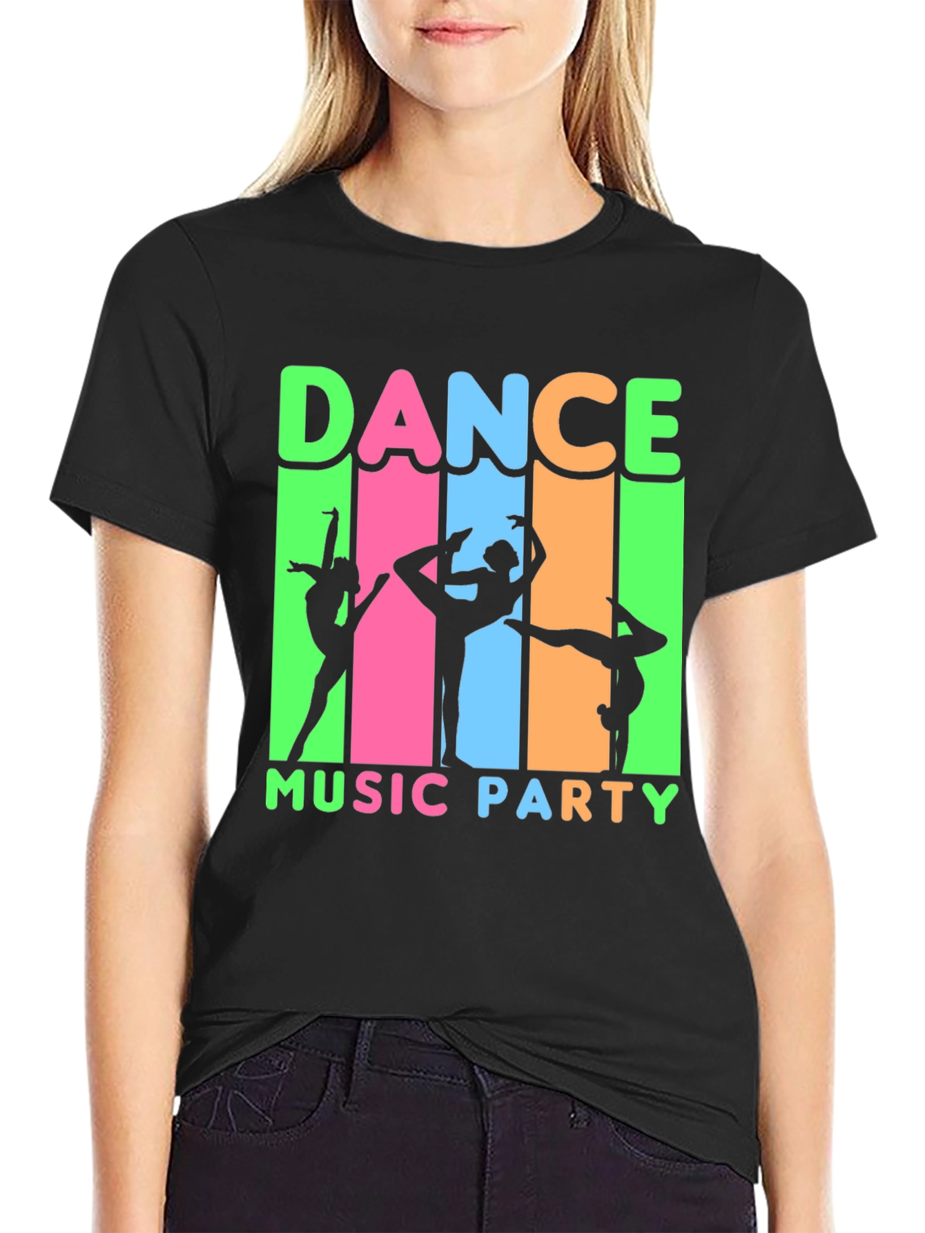 Dance Music Party T-Shirt Black Cotton Tee