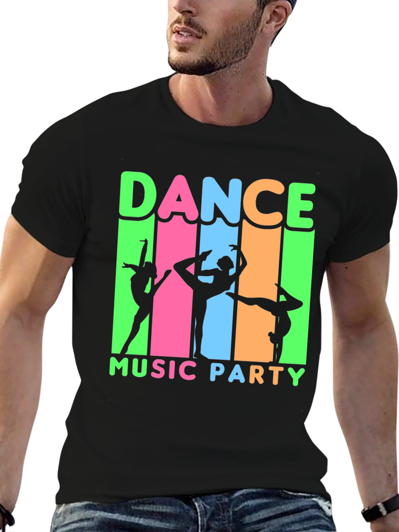 Dance Music Party T-Shirt Black Cotton Tee