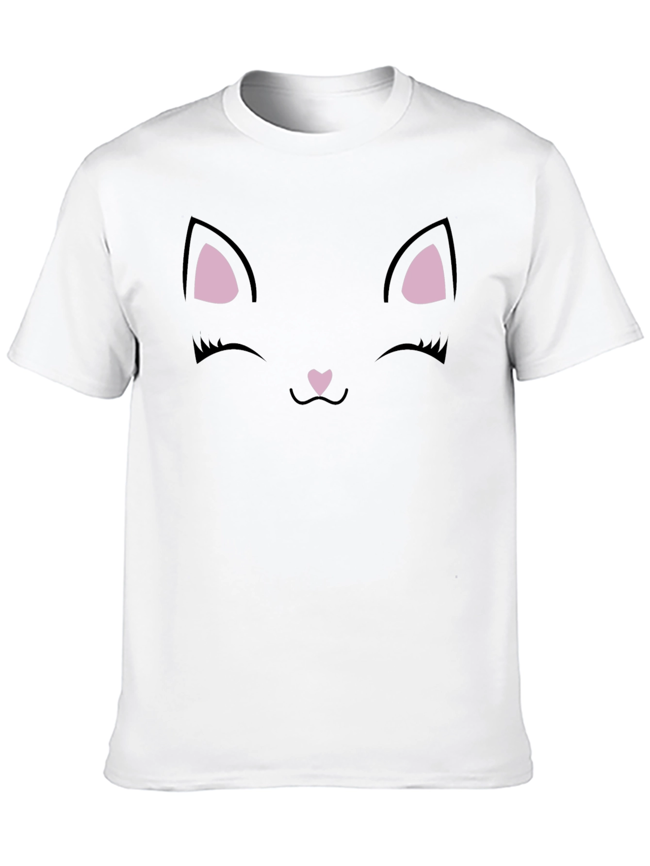 Cute Black Cat Face Graphic T-Shirt