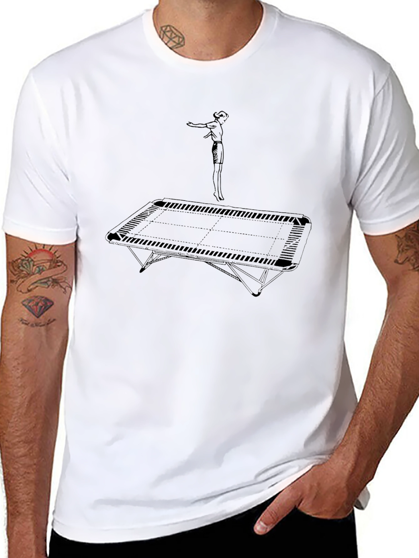 Trampoline Jumper Graphic Tee - Black Cotton T-Shirt