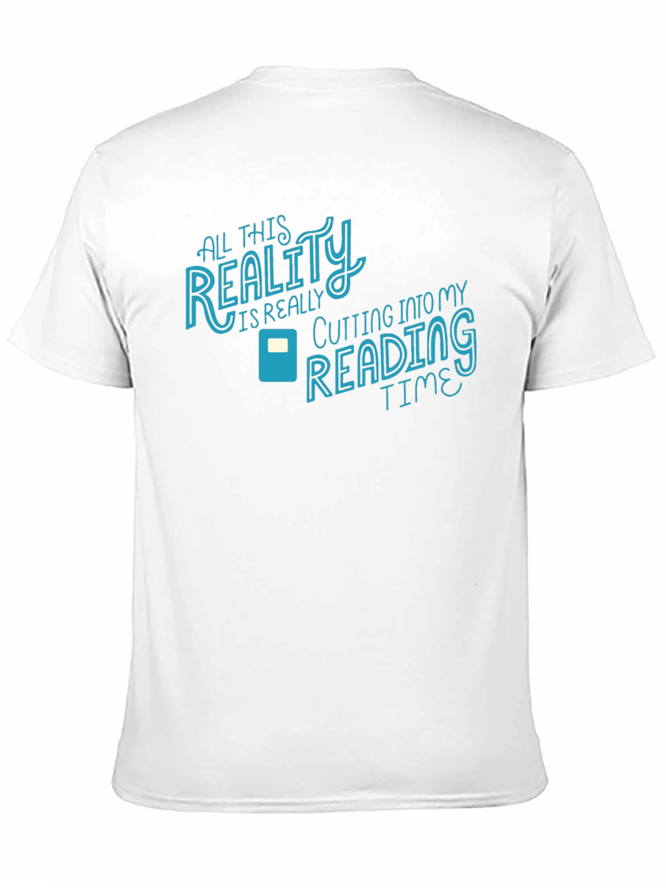 Reality Cutting Into Reading Time Black Graphic Tee