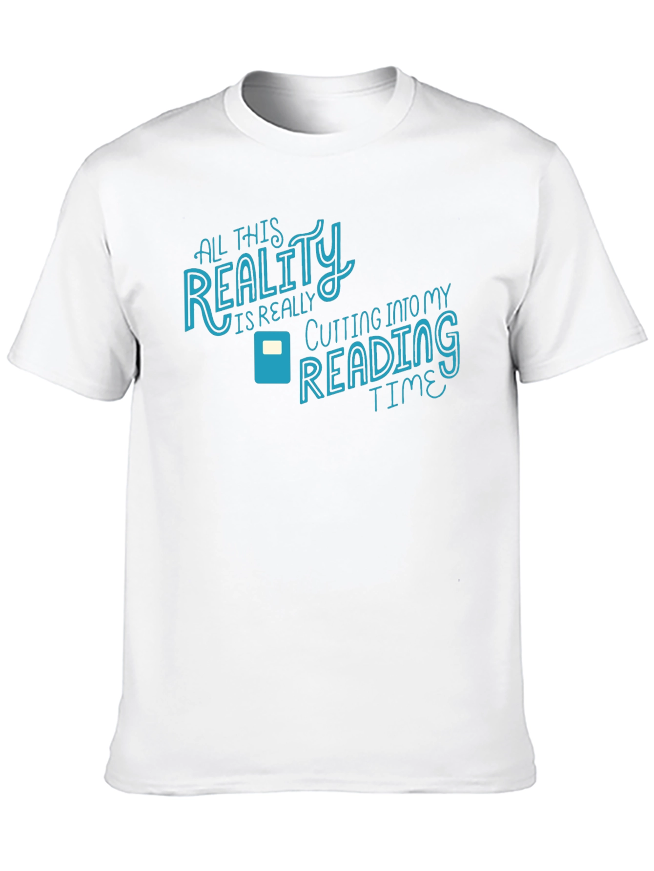 Reality Cutting Into Reading Time Black Graphic Tee