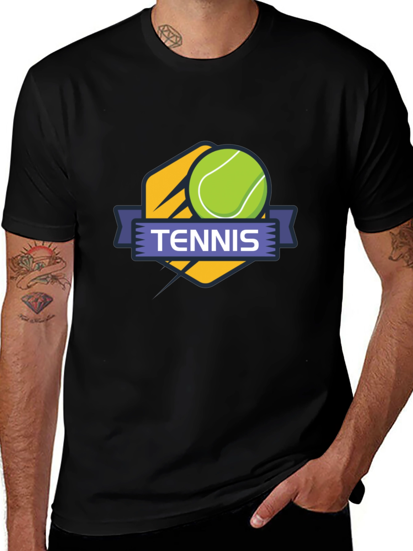 Tennis Graphic T-Shirt - Black Casual Wear
