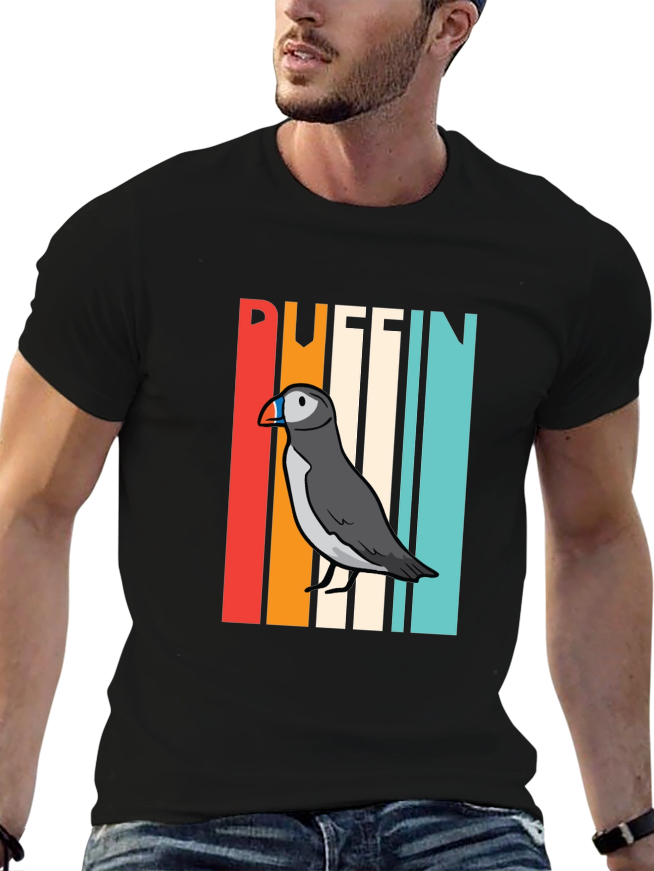 Retro Puffin Bird Graphic T-Shirt
