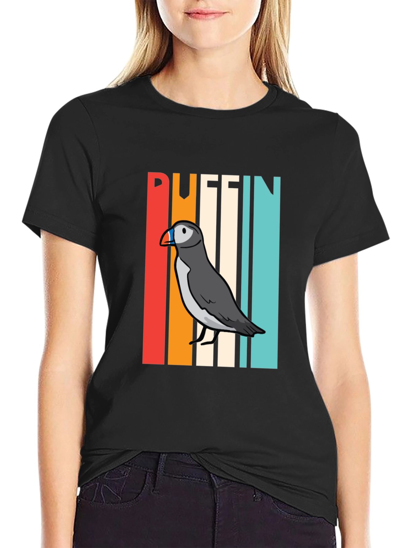 Retro Puffin Bird Graphic T-Shirt