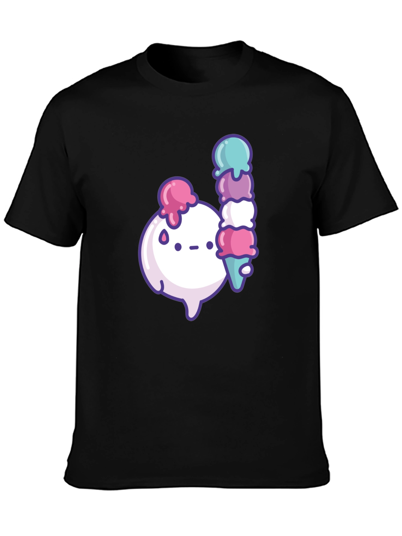 Kawaii Ice Cream Graphic Black T-Shirt