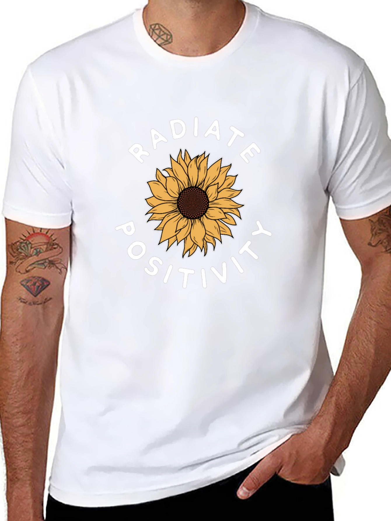 Radiate Positivity Sunflower Graphic Tee - Black