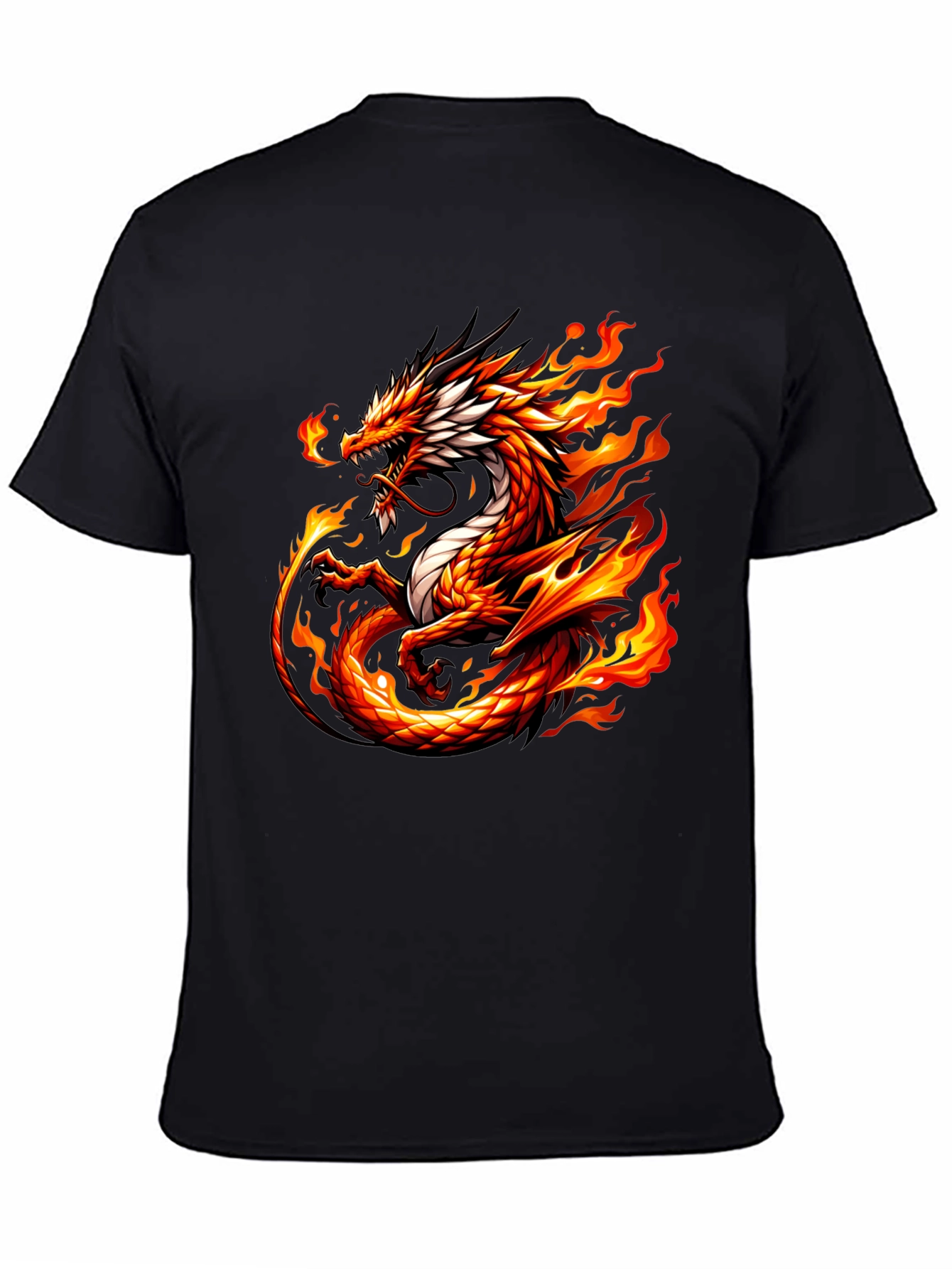 Fiery Dragon Graphic T-Shirt - Black