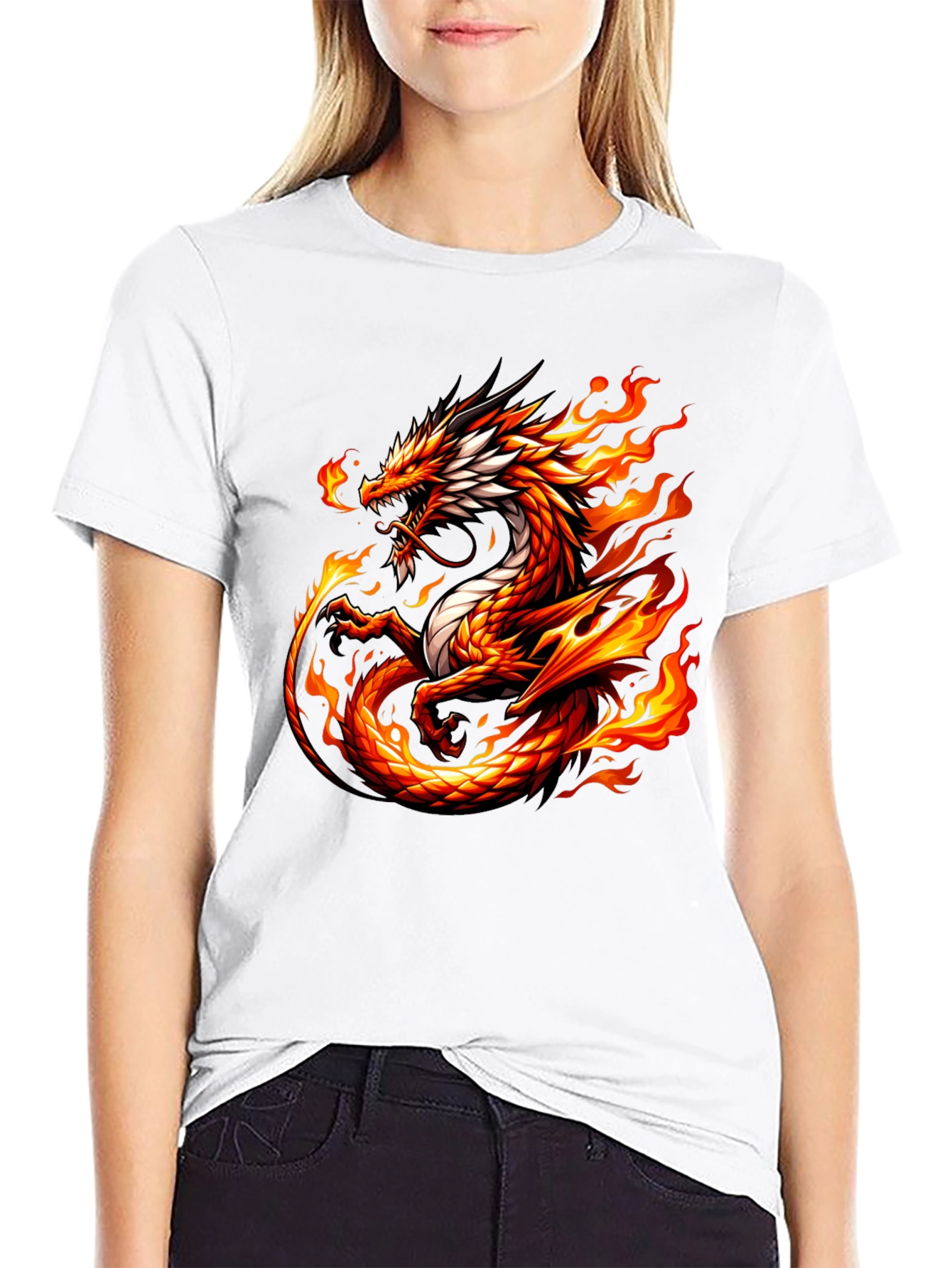Fiery Dragon Graphic T-Shirt - Black