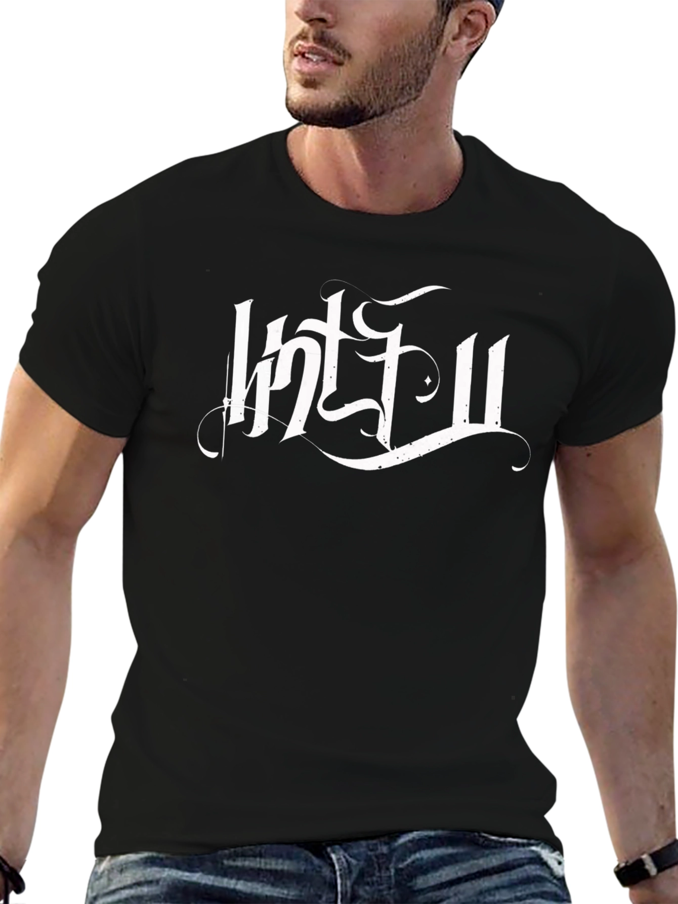 Black Graphic Tee - HNTFU White Design